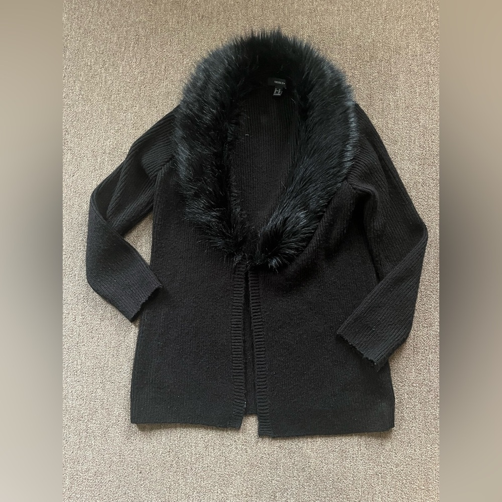 Forever 21 Black Knit with Faux Fur Trim